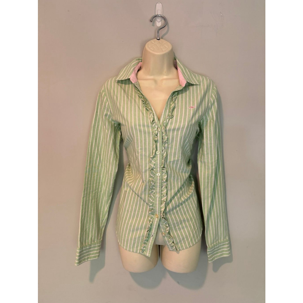 Vineyard Vines Women’s Ruffle Button- up Shirt, Sz 8